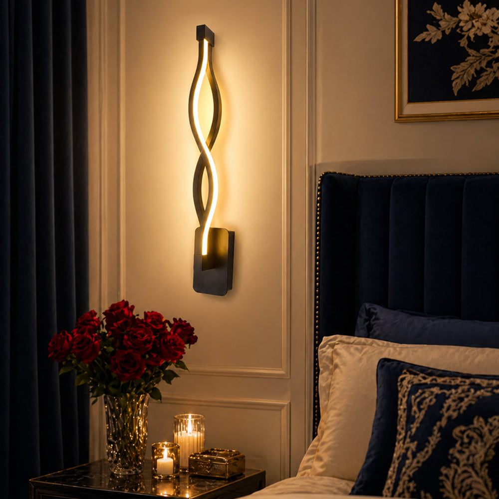 Wavy Minimalist LED Wall Sconce Bedside Lamp