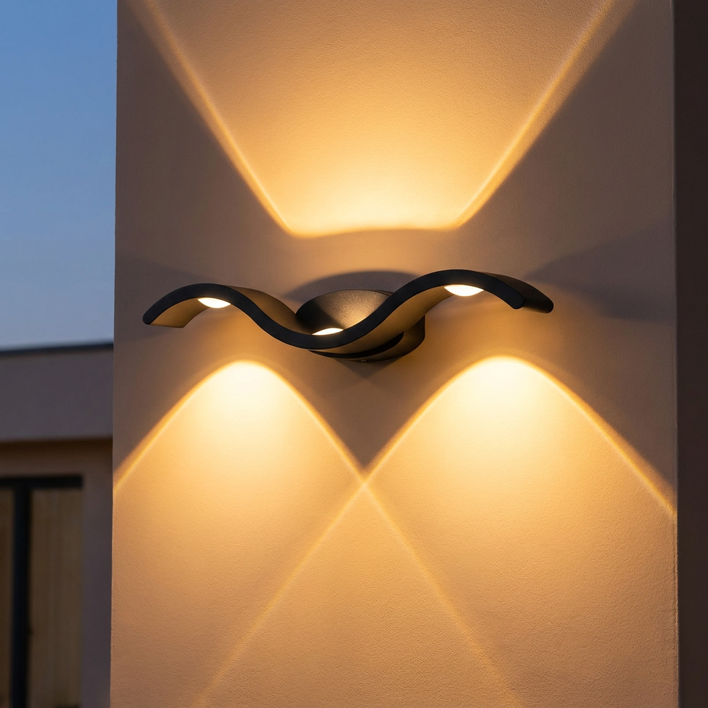 Wave Outdoor LED Wall Sconce IP65 Up Down Light