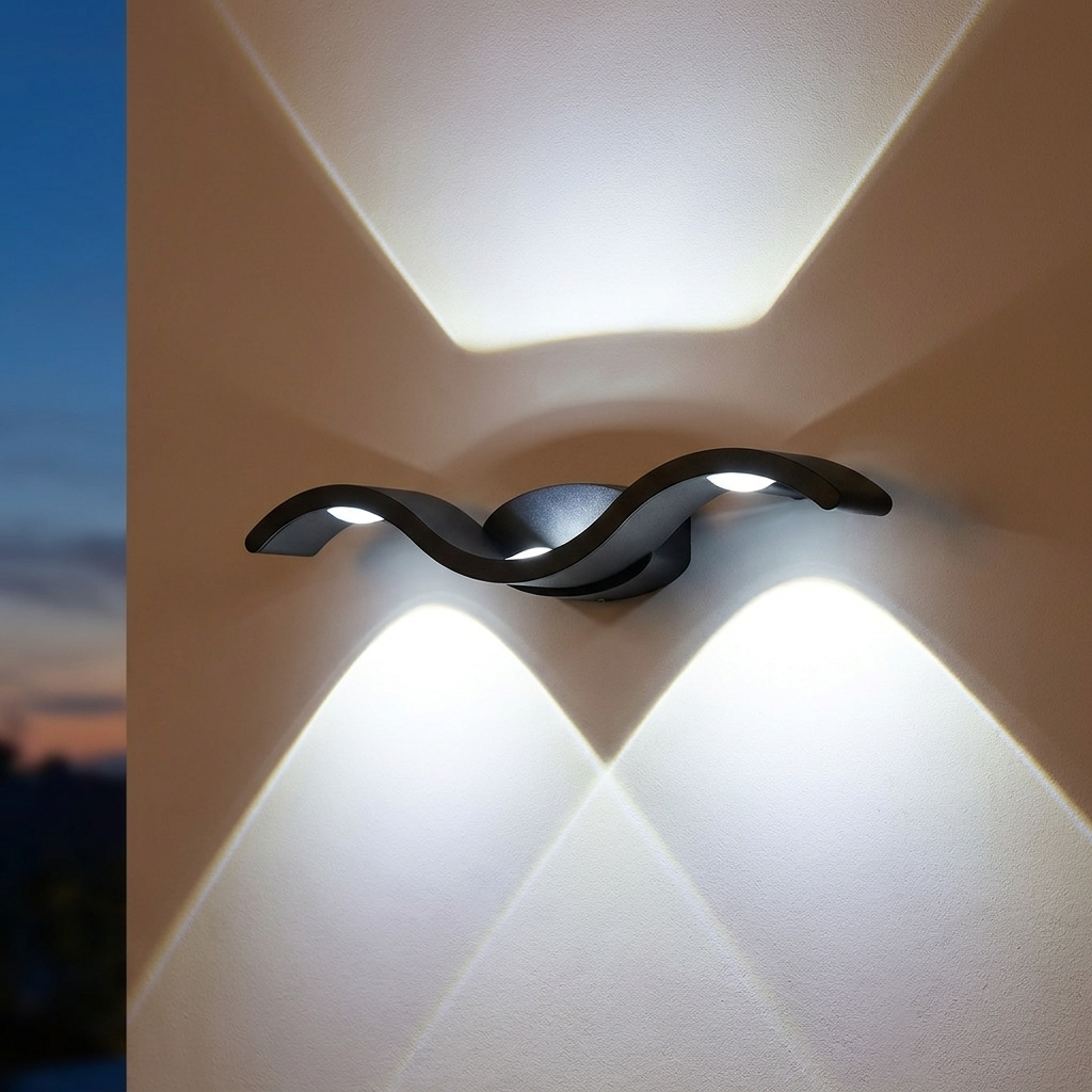Wave Outdoor LED Wall Sconce IP65 Up Down Light
