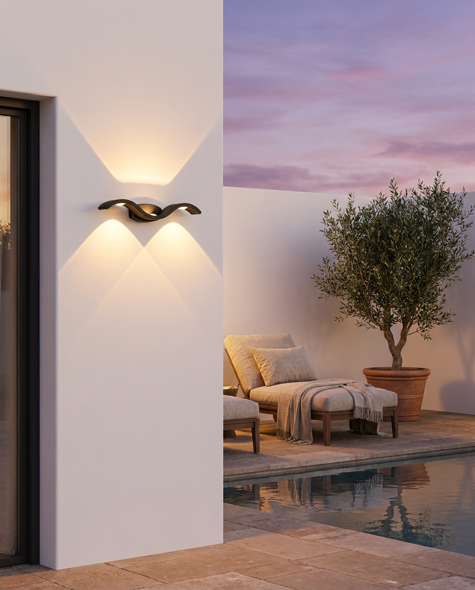 Wave Outdoor LED Wall Sconce IP65 Up Down Light