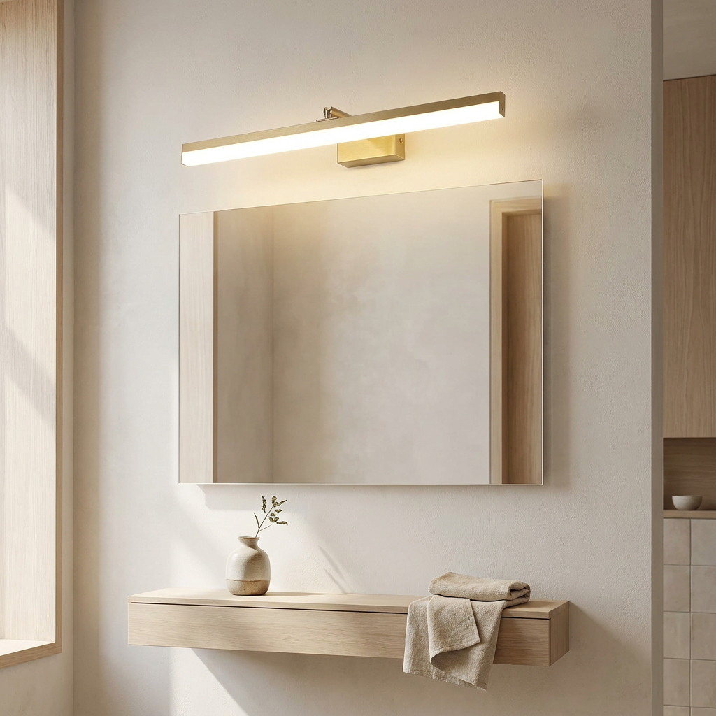 LED Vanity Mirror Light Brass Finish Bathroom Wall Lamp