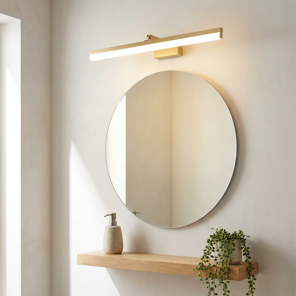 LED Vanity Mirror Light Brass Finish Bathroom Wall Lamp
